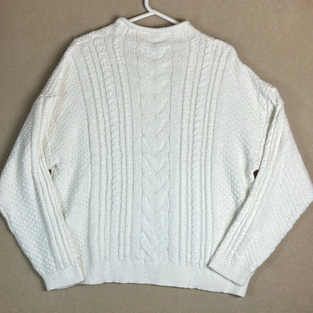 J Crew Roll Neck Cable Knit Ivory‎ Comfy Sweater Cardigan Women’s size 2X